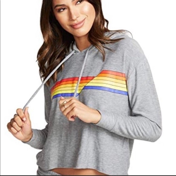 Chaser Tops - Chaser retro rainbow grey hoodie like NEW